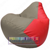Бескаркасное кресло мешок Груша Г2.3-0209 (светло-серый, красный)